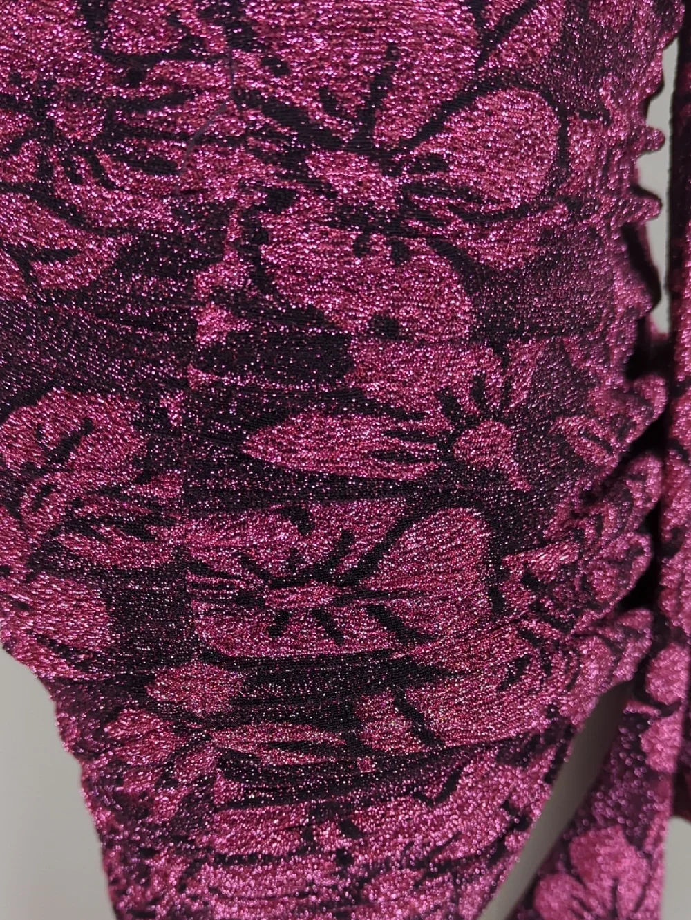 For Love & Lemons Shailee Metallic Mini Skirt in a magenta and black floral Xs - Picture 5 of 7